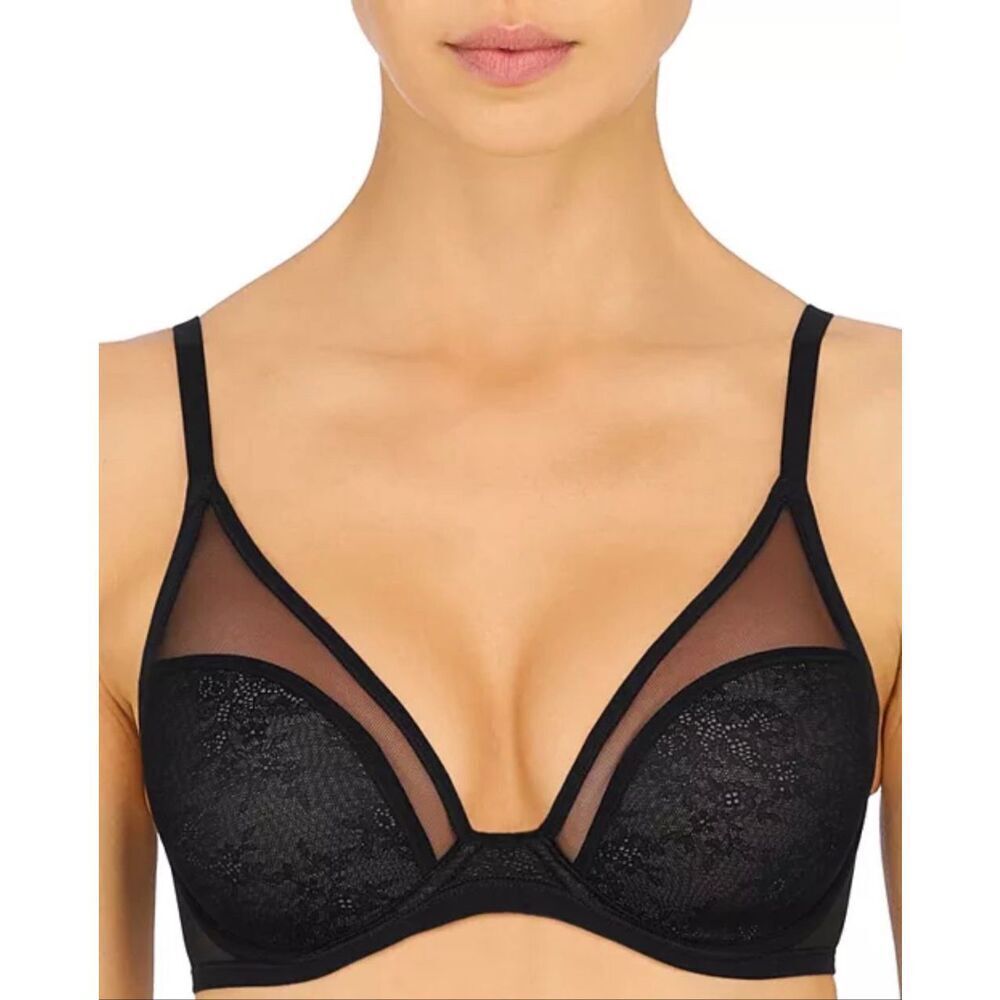 Natori NWT Escape Spacer Sheer Mesh Lace Contour Underwire Bra Black 32G